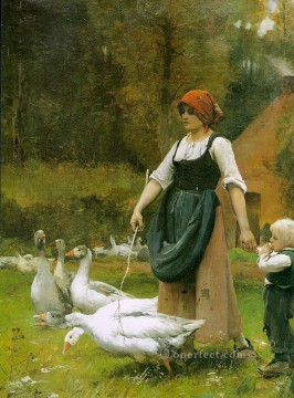 家禽 Painting - 草原の農場での生活 リアリズム ジュリアン・デュプレ